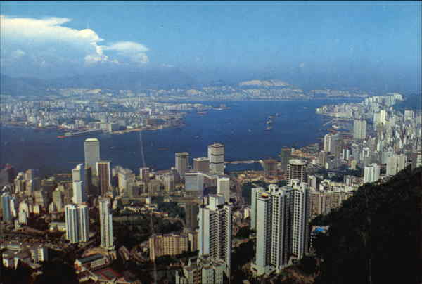 Bird's Eye View of City & Kowloon Peninsula Hong Kong China