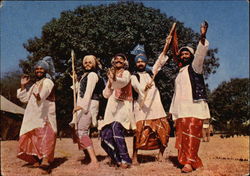 Five Men Demonstrate Bhangra Folk Dance India