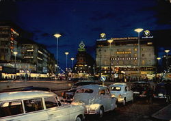 Night View of Karsplatz (Stachus) Munich, Germany Postcard Postcard