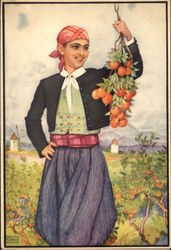 Man Holding Oranges Art Postcard Postcard