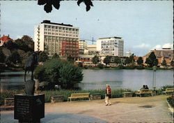 Hotel Atlantic, Lake Bredevannet and the Town Park Stravanger, Norway Postcard Postcard