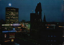 View of Europa Center By Night Postcard