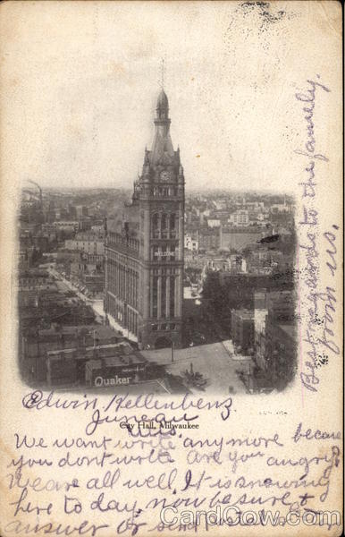 Aerial View of City Hall Milwaukee Wisconsin