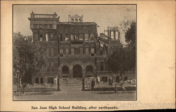 High School Building, After Earthquake San Jose California