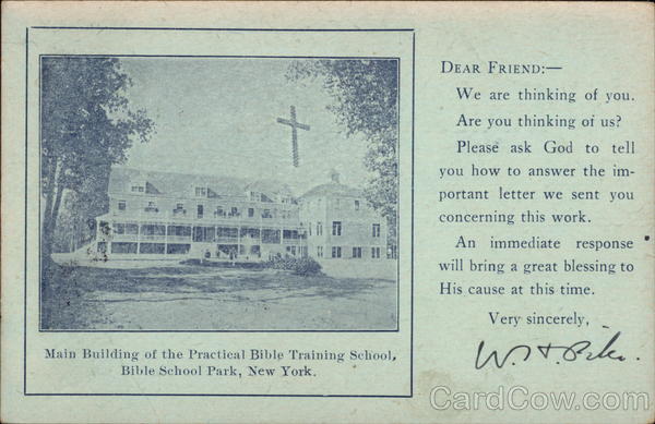 Main Building of the Practical Bible Training school Bible School Park New York