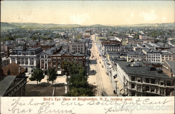 Bird's Eye View of City, Looking West Binghamton New York