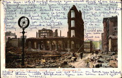 Ruins of City, Looking North on Montomery St Postcard