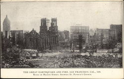 Ruins on Mission Street, Showing St. Patrick's Church Postcard