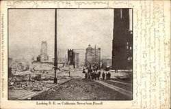 Looking S.E. on California Street From Powell Postcard