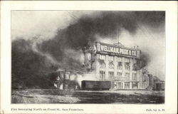 Fire Sweeping North on Front St Postcard