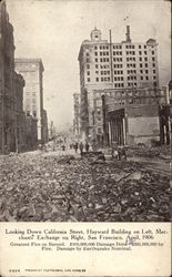 Looking Down California Street, Hayward Building on Left, Merchants Exchange on Right Postcard