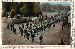 United States Troops Leaving Jackson and Lyon Streets Postcard
