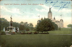 Capitol and Fountain, Bushnell Park Hartford, CT Postcard Postcard