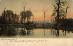 The Pond and Rustic Bridge, Elizabeth Park Hartford, CT Postcard Postcard