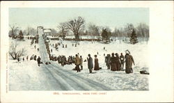 Tobogganing, Here They Come! Postcard Postcard