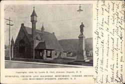 Episcopal Church and Soldiers' Monument, Corner Second and Monument Streets Postcard