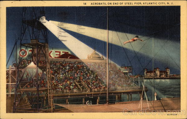 Acrobats on end of Steel Pier Atlantic City New Jersey