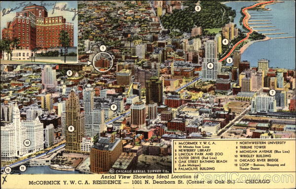 McCormick Y.W.C.A. Residence - Aerial View of City Chicago Illinois