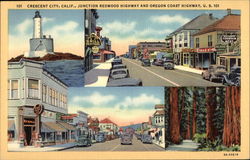 Junction Redwood Highway and Oregon Coast Highway, US 101 Crescent City, CA Postcard Postcard