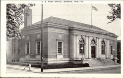 U.S. Post Office Monroe, WI Postcard Postcard