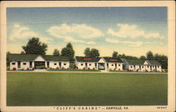 "Cliff's Cabins" Danville, VA Postcard Postcard