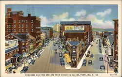 Congress and Free Streets from Congress Square Postcard