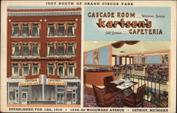 Cascade Room ... Waitress Service Kartsen's Self Service Cafeteria Postcard