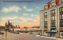 Sherman Avenue Looking South in Evanston, Illinois Postcard Postcard