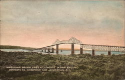 Jamestown Bridge, 6982 ft., Longest in New England Rhode Island Postcard Postcard