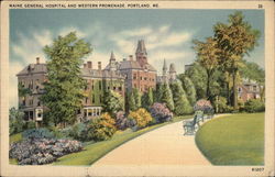 Maine General Hospital and Western Promenade Postcard