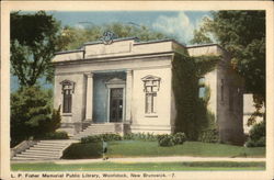 L.P. Fisher Memorial Public Library Woodstock, NB Canada New Brunswick Postcard Postcard