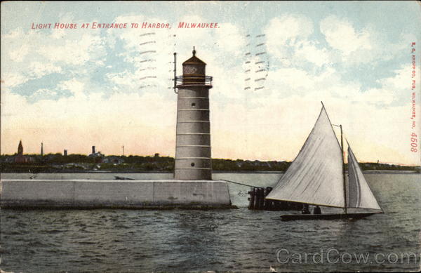Light House at Entrance to Harbor Milwaukee Wisconsin