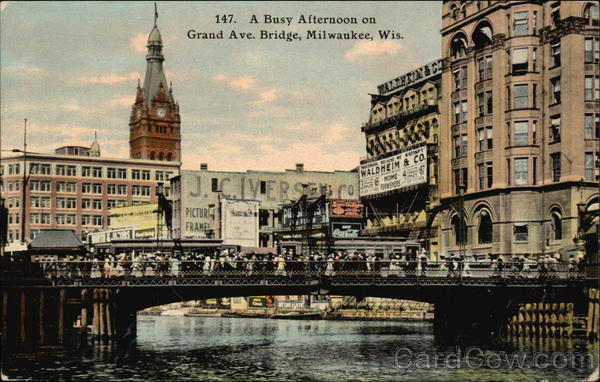 A Busy Afternoon on Grand Avenue Bridge Milwaukee Wisconsin