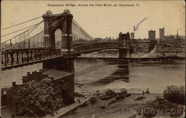 Suspension Bridge Across Ohio River Cincinnati