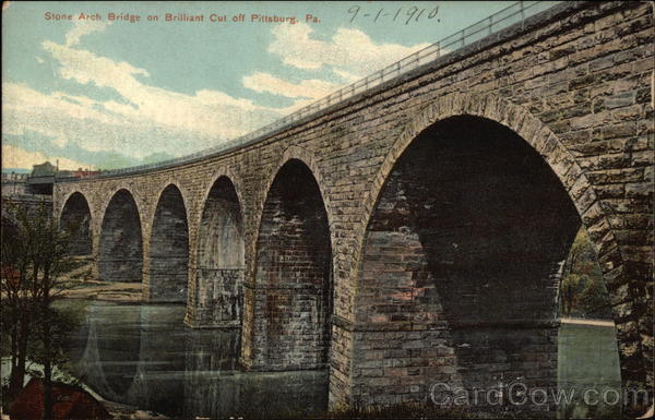 Stone Arch Bridge on Brilliant Cut Pittsburgh Pennsylvania