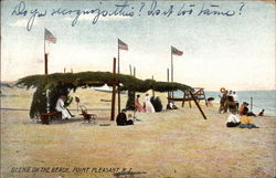 Scene on the Beach Point Pleasant, NJ Postcard Postcard