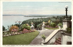 Hotel Champlain - East Terrace and the Lake Plattsburgh, NY Postcard Postcard