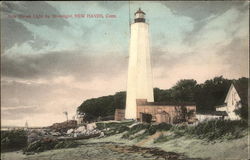 New Haven Lighthouse by Moonlight Postcard