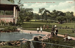 Pond and Waterfall, Kilbourn Park Postcard