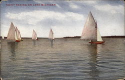 Yacht Racing on Lake Michigan Sailboats Postcard Postcard