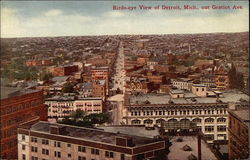 Birdseye View out Gratiot Avenue Postcard