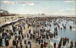 On the Beach with the Bathers Postcard