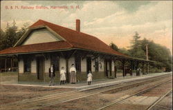 B & M Railway Station Postcard