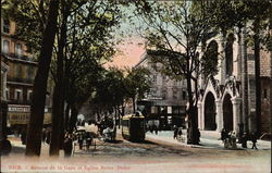 Avenue de la Gare et Eglise Notre Dame Postcard