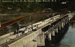 Construction of New So. Ry. Concrete Bridge Asheville, NC Postcard Postcard