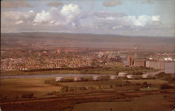 Fort William and Grain Elevators from Mt. McKay at the Lakehead ON Canada