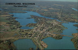 "The Island City" - Aerial View Cumberland, WI Postcard Postcard