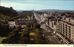 Princes Street Looking West Edinburgh, Scotland Postcard Postcard