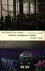 Metropolitan Room - Prepared for Luncheon, Stockton Metropolitan Airport Flight Deck Postcard