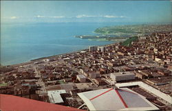 Aerial View of Coliseum, Elliott Bay, and Olympic Mountains as viewed from the Space Needle Seattle, WA Postcard Postcard